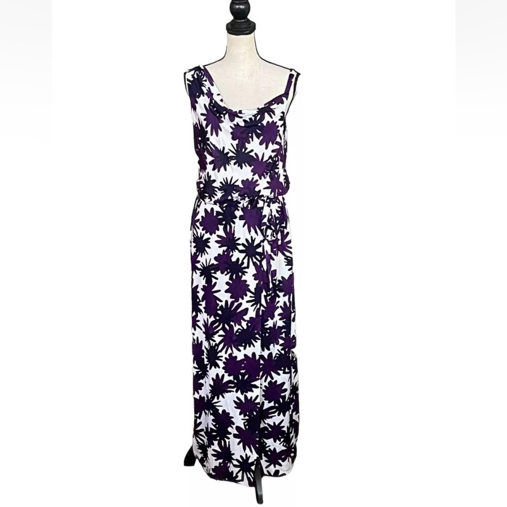 Diane Von Furstenberg Dress Louanne Long XS P Silk Jersey Draped Neck Maxi